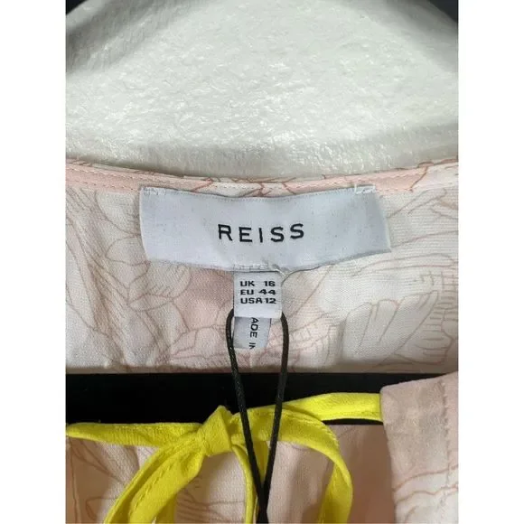 NWT Reiss Women's Floral Carlotta Tie Waist Flippy Blush Mini Dress Size 12 - Picture 9 of 12
